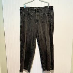 Old Navy Baggy Wide Leg Jeans Drapey Denim Black Plus Size 18